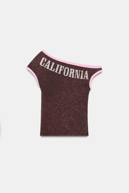 TOP ASIM?TRICO TEXTO TACHAS / Chocolate - Zara фото 5