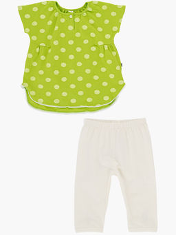 Комплект для девочки детский сад с лосинами UD 1358/4002 салатовый/касар - Mini maxi фото 5