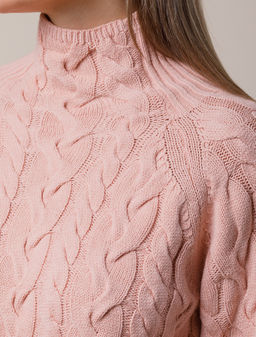 Удлиненный свитер фактурной вязки с узором косы - Vilatte фото 2