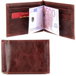 Зажим для купюр Premier-М-54 натуральная кожа (8 карм+карм под мелочь) коричневый тем пулл-ап (152) 216234
