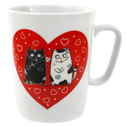 Кружка фарфоровая Кискины истории 350мл, д8см, h10см, форма Конус (Россия)