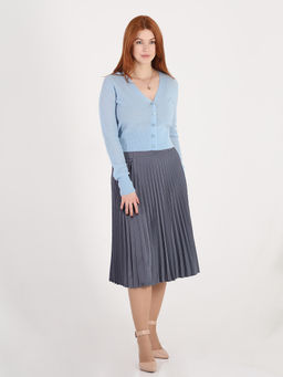 Серая плиссированная юбка больших размеров женская - Almond фото 3