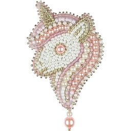 Klart набор для вышивания 10-007 Брошь. Розовый единорог 5 х 9 см