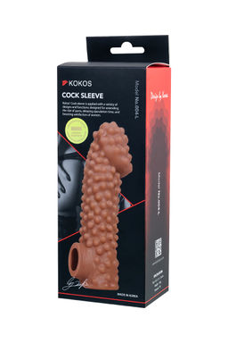 Насадка реалистичная KOKOS COCK SLEEVE с дополнительной стимуляцией, TPE, телесная, 17.6 см