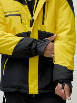 Горнолыжный костюм мужской зимний желтого цвета 372J