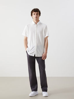 Regular Fit K?sa Kollu Desenli Poplin Erkek G?mlek