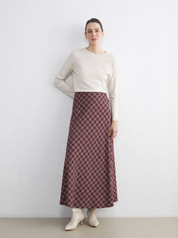 Beli Fermuarl? Baklava Desenli A Kesim Etek