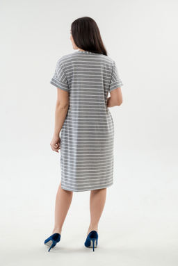 Туника женская из вискозы Полоса серо-белый макси - Амадэль фото 8