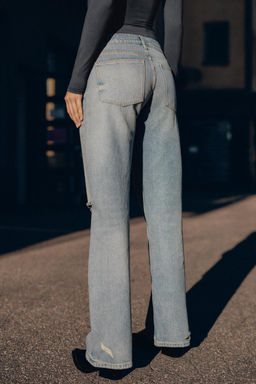 TRF LOW-RISE WIDE-LEG RIPPED JEANS - Zara фото 10