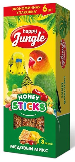 Палочки Хэппи Джангл д/птиц микс 6шт 180г,J216,12.,Неотерика