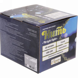 Гирлянда для улицы "Bright light" 10 м 100 ламп LED прозрач.пров.,8 реж, IP-54, Синий (возможность соединения)