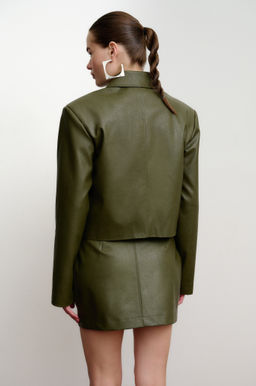 Куртка укороченная из экокожи с накладными карманами - Mollis фото 3