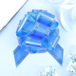 Бант-шар №5 Золотые полосы, цвет синий