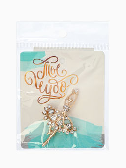 Брошь Балерина ан лер, белая в золоте