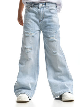 Джинсы клеш рваные для весны и лета 33-1053 св.голубой - Mini maxi фото 7