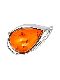 Подвеска Риальто из серебра и янтаря коньячного цвета с искрами