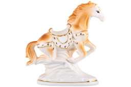 Фигурка декоративная 13*5*16,5 см Лошадь коричневая с золотом, фарфор - Elan gallery фото 3