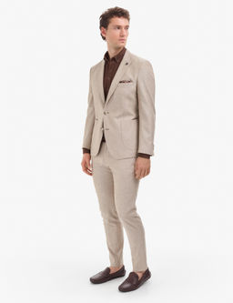 A__k Kahverengi Ex. Slim Fit Keten Kar___ml_ Tak_m Elbise