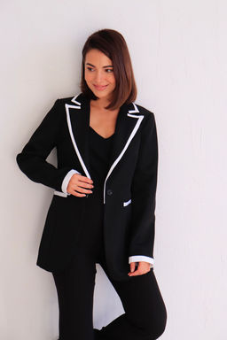 Martichelli Жакет чёрный с контрастной отделкой  фото 4