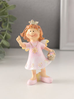 Фигурка полистоун Принцесса-ангел в розовом платье с корзинкой цветов, 7?4?10 см