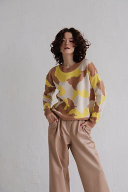 Джемпер бежево-лимонный с шерстью мериноса - Martichelli фото 14