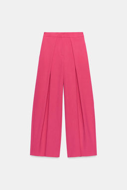 PANTAL?N ANCHO PLIEGUES / Fucsia