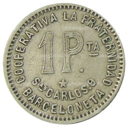 Монета 1 песета 1915 года Испания  Барселона