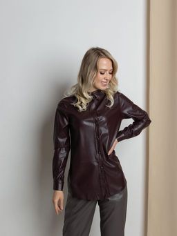 рубашка из экокожи 983-0610 - Трика фото 2