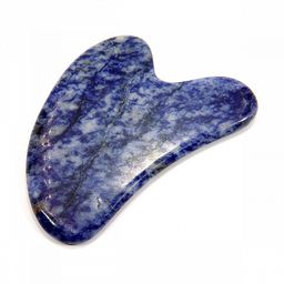 Скребок сердечко гуаша камень Содалит - борется с возрастными изменениями кожи и повышает ее упругость