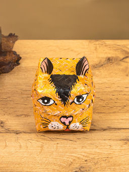 Корзинка «Кот», 10×10×13 см, бамбук, рыжая