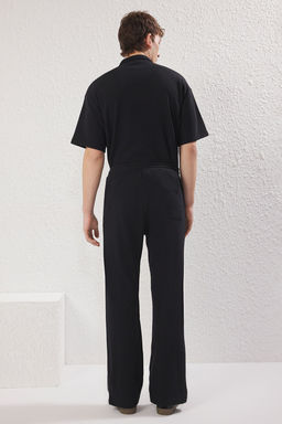 TRENDYOL MAN Siyah Wide Leg/Genis Kesim Waffle Dokulu Esofman Alt? Pantolon TMNSS25EA00000 - Trendyolmilla фото 4