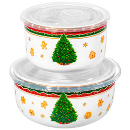 Набор 2 салатников 500 мл 13,5*13,5*6,5 см + 260 мл 10,5*10,5*6 см "Новогодняя ёлка" NEW BONE CHINA