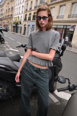 KNITTED SHORT SLEEVE SWEATER WITH RUFFLES - Zara фото 2