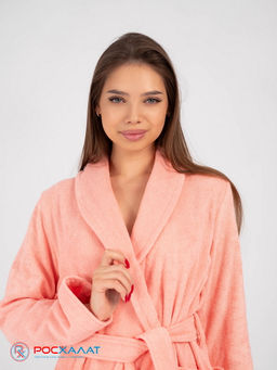 Женский махровый халат с шалькой светло-коралловый МЗ-02 (6)