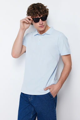 Beyaz Slim/Dar Kesim Yakas? Cizgili Basic %100 Pamuk Polo Yaka T-shirt TMNSS20PO0009