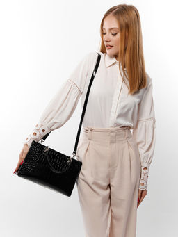 LACCOMA сумка WJ202339-черный эко кожа хлопок фото 4