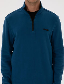 A__k Lacivert Regular Fit Yar_m Fermuarl_ Polar Sweatshirt