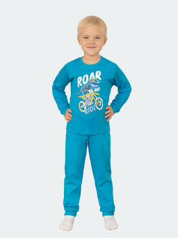 Пижама детская бирюза с принтом