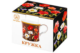 Кружка 250 мл 11,8*8,5*7,5 см "Маки на чёрном" NEW BONE CHINA