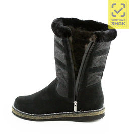 Сапоги натуральная замша, натуральная овчина, черные, войлочная подошва, - Мирунт фото 18