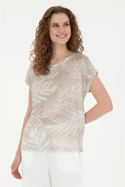 Женская футболка светло-хаки с круглым вырезом