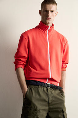 SUDADERA RELAXED FIT CREMALLERA CONTRASTE / Rojo / Naranja - Zara фото 5