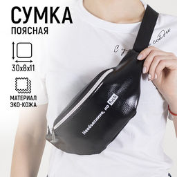Сумка поясная, отдел на молнии, цвет чёрный
