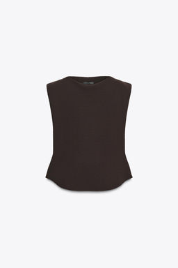 CREPE PEPLUM TOP WITH SHOULDER PADS - Zara фото 5