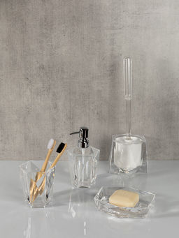 Диспенсер для жидкого мыла 400 мл прозрачный акриловый пластик, полипропилен - Denastia фото 3