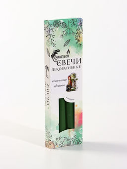 Свечи конические 2,2х24 см (набор 4 шт) 50 гр, 8 ч, цв зелёный
