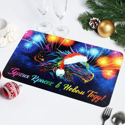 Цена за 3 шт. Салфетка новогодняя на стол Ярких красок в Новом Году! 2024 год, символ года, салют - Дарим красиво фото 2