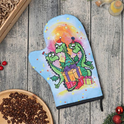 Варежка-прихватка Дракон с подарками 20х28 см, 35% хл, 65% пэ, ватин 250 г/м2