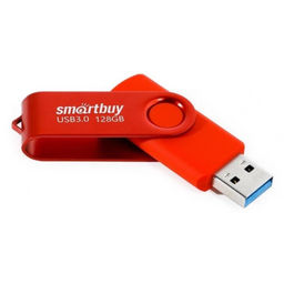 Флешка Smartbuy Twist, 128 Гб, USB 3.1, чтение до 70 Мб/с, запись до 40 Мб/с, красная