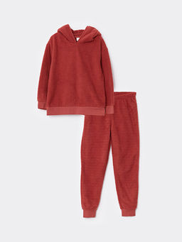 Kap??onlu Basic Uzun Kollu Pel?? K?z ?ocuk Pijama Tak?m?